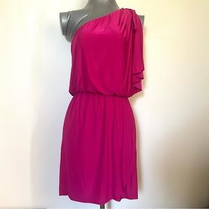 Erin by Erin Fetherston One Shoulder Barbie Fuchsia pink dress XS